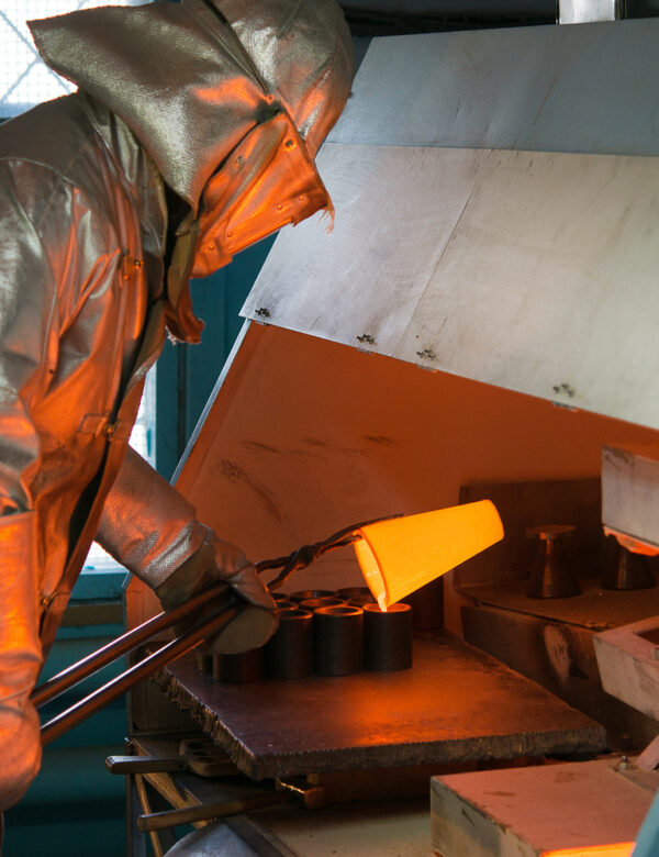 Smelting gold at a factory