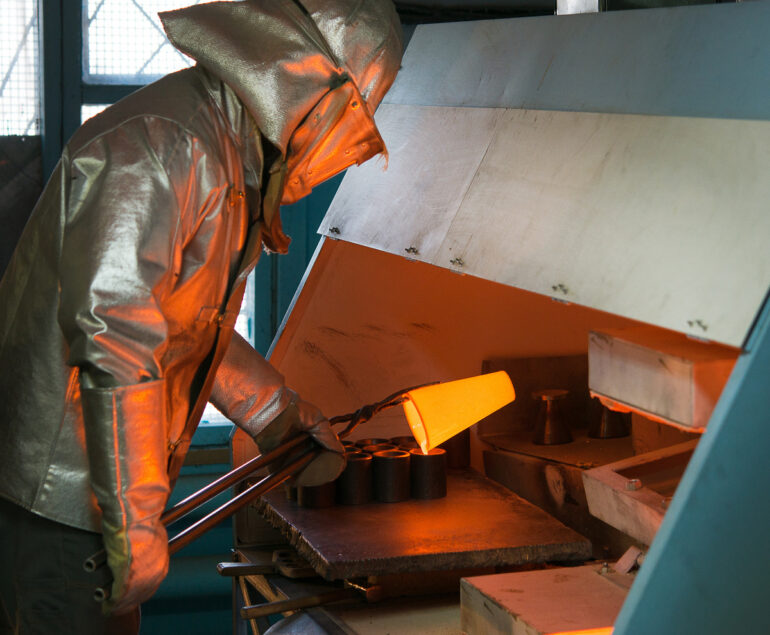 Smelting gold at a factory